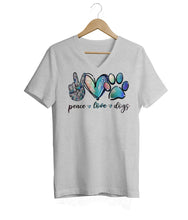 Load image into Gallery viewer, Peace, Love &amp; Dogs V-Neck