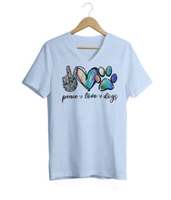Load image into Gallery viewer, Peace, Love &amp; Dogs V-Neck