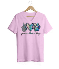 Load image into Gallery viewer, Peace, Love &amp; Dogs V-Neck